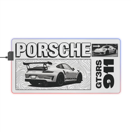 Porsche 911 GT3 RS LED Gaming Mouse Pad — RGB Desk Mat for Racing Fans