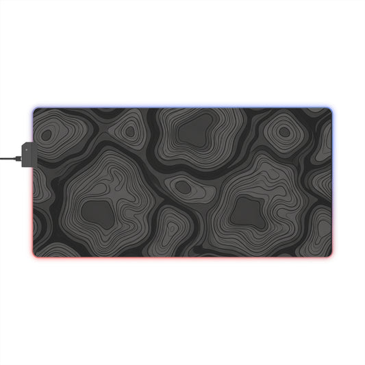 LED Gaming Mouse Pad — RGB Extended Desk Mat with Topographic Design